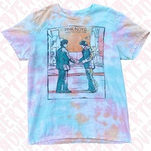Pastel Tie Dye Pink Floyd Band T-Shirt Women’s Classic Rock Tee Pink Orange Blue